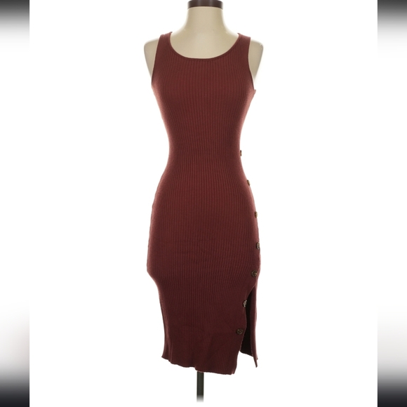 Hippie Rose Sleeveless Rust Midi Dress - Picture 2 of 2